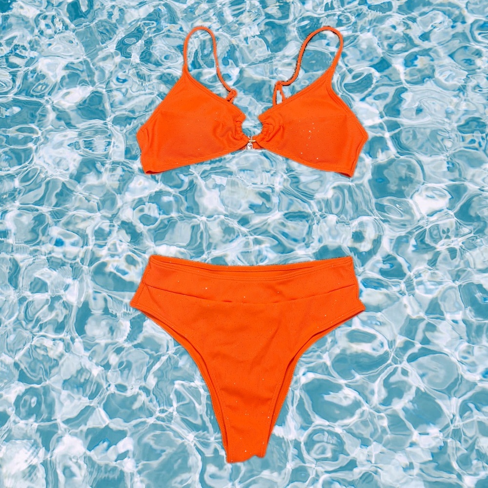 SHEIN Front Ring Orange Bikini